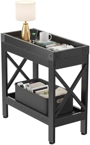 Narrow Side Table, End Table,Sofa Side Table, End Table Nightstand for Bedroom, Living Room, Small Spaces by Zexvida