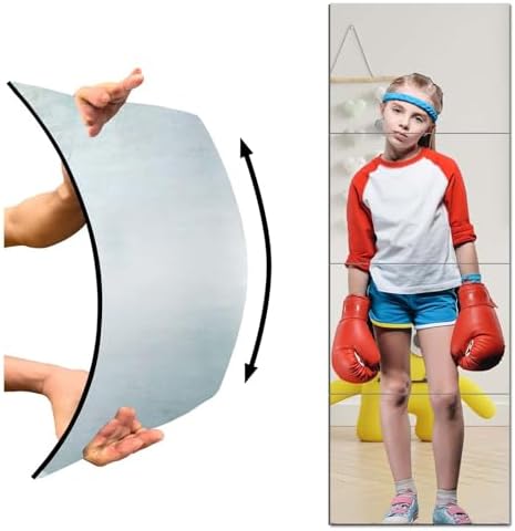 Unbreakable Door Mirror Full Length,Full Body Mirror for Kids, 4PCS x 14 x 14 inch About, Shatterproof Plexiglass Long Mirrors for Bedroom Closet, Children Plastic Mirrors Non Glass Stick on Miroir by canhard
