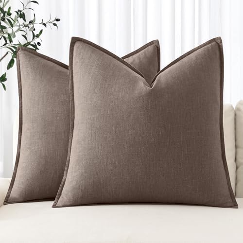MIULEE Decorative Linen Euro Sham Pillow Covers 24x24 Malt Ball by MIULEE