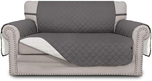 Easy-Going Reversible Couch Cover, 2 Cushion Sofa, Loveseat, Gray/Ivory by Easy-Going