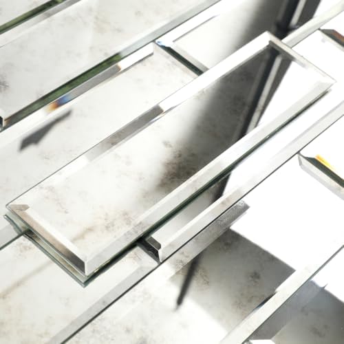 Peel and Stick Mirror Tiles, 3x12 Inch Beveled Mirror Tile Light Antique for Kitchen Bathroom Wall 20 Pcs by Soulscrafts