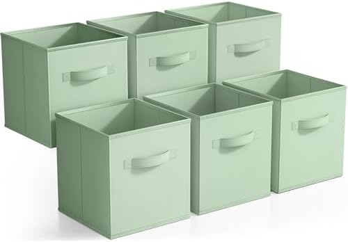 Sorbus Fabric Storage Cubes, 6-Pack Foldable Bins (11 Inch, Sage Green) by Sorbus
