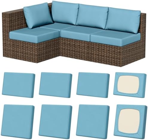 8Pcs Outdoor Cushion Covers, Stretch Patio Furniture Couch Chair Slipcovers by VORSHAPE