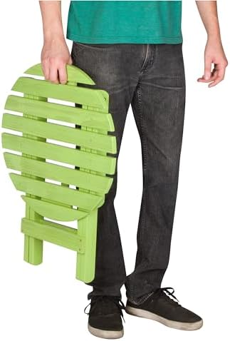 Shine Company Round Wooden Folding Solid Wood Side Table, Outdoor Adirondack Small Patio Table, Lime Green - Image 4