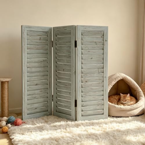 SOFE 3 Panel Grey Room Partition, Short Wood Divider for Room Separation - Image 5