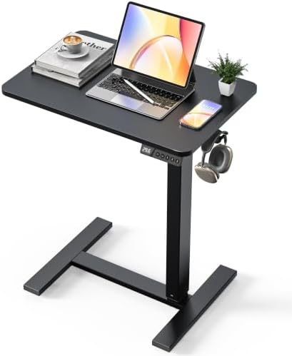 24"x 16" Electric Overbed Table, Rolling Laptop Desk for Bed, Black by YOLEZO