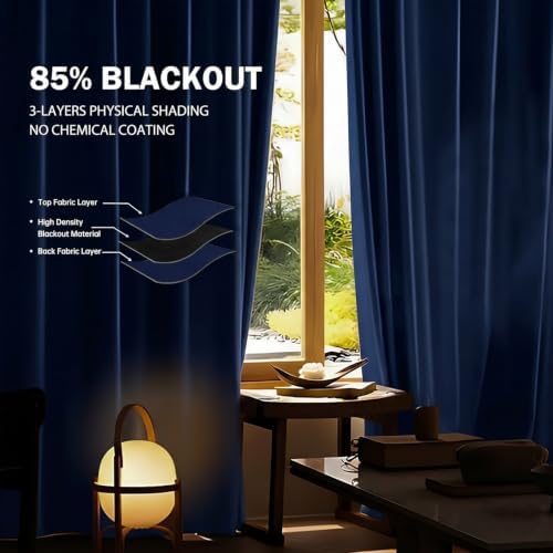 Room Divider Ceiling Mounted Curtains Track Sets Extra Wide Blackout Curtain Flexible Tracks for Bedroom Office Privacy Partition Separator, Navy, W 8.3 x H 7ft - Image 4