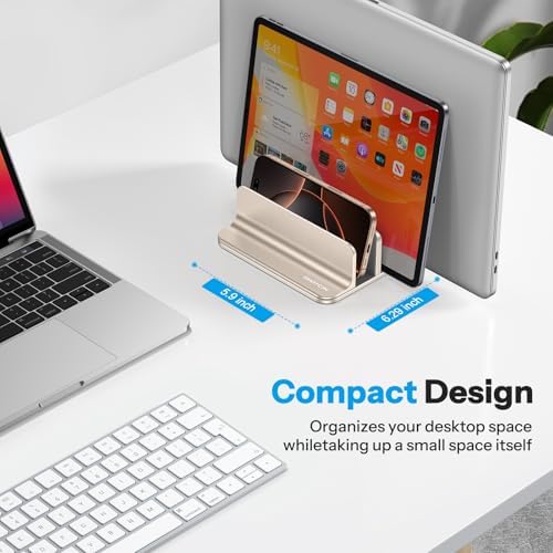 OMOTON 3-Slot Multiple Vertical Laptop Stand, Fits MacBook, Starlight - Image 5
