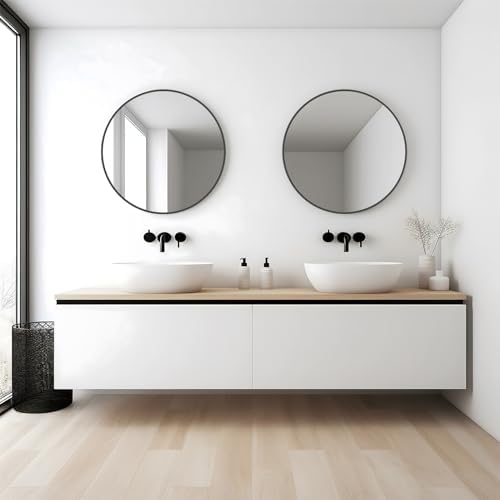 WallBeyond Round Wall Mirror 20 inch Black Circle Mirror for Bathroom with Metal Framed, Round Black Mirror for Wall Decor, Vanity, Entryway Living Room - Image 3