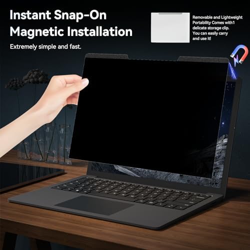 Magnetic 15.6 Inch Laptop Privacy Screen for 16:9 Computer Monitor, Removable Anti Glare Blue Light Filter Protector, 15 in Privacy Shield Compatible with Lenovo Hp Dell Acer Asus Thinkpad Envy Xps - Image 3