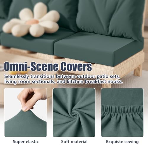8Pcs Outdoor Cushion Covers, Stretch Patio Furniture Couch Chair Slipcovers - Image 3