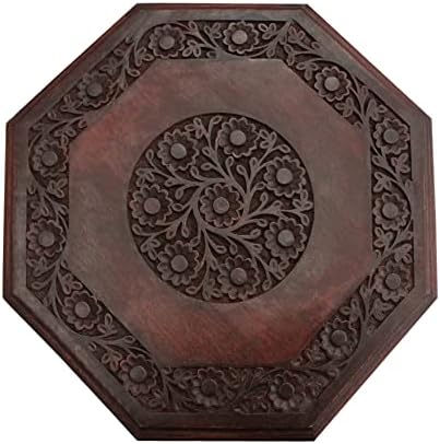 COTTON CRAFT Solid Wood End Table - Hand Carved Folding Accent Side Table - Image 4