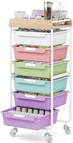 SYKIARIOL Utility Storage Cart with Ice Cream Color Drawer for Classroom by SYKIARIOL