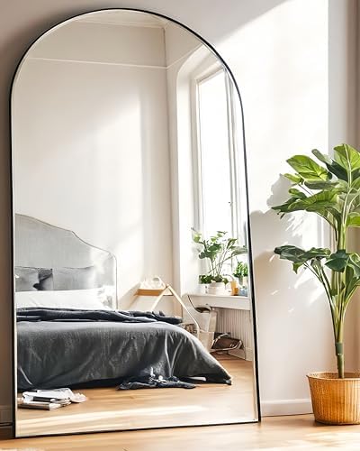 KOMCOTE Full Length Floor Mirror, 82x42 Inch Oversized Arched Standing Mirror in Black for Bedroom, Living Room, Dressing Room - Elegant Freestanding Leaning Mirror Decor - Image 4