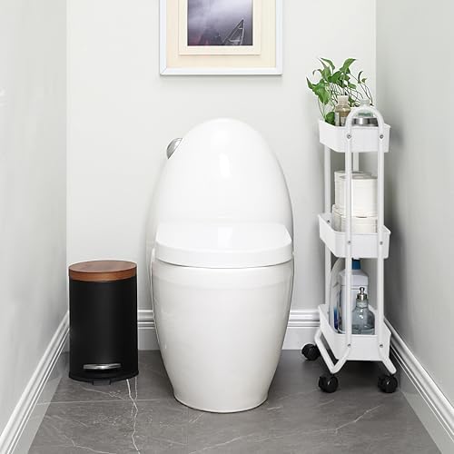 SunnyPoint Slim Rolling Storage Cart, 3 Tier Bathroom Storage Organizer Bathroom, Laundry Utility Cart (White) - Image 4