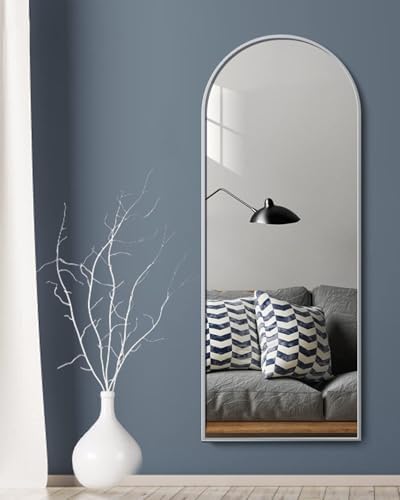 Rowjut Floor Mirror Arched Full Length Mirrors, Mirror Full Length Standing Hanging or Leaning Against Wall, 59"x18" Large Full Body and Wall Mounted Mirror for Bedroom Living Room, Silver - Image 5