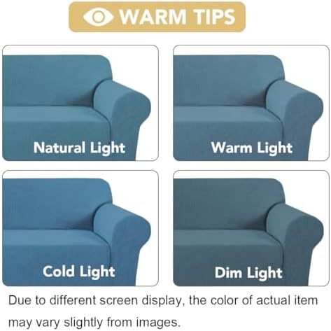 H.VERSAILTEX Stretch Sofa Covers Washable 3 Seat Couch Covers Sofa Slipcovers for Living Room Feature Thick Checked Jacquard Fabric with Elastic Bottom, Sofa Large - Storm Blue - Image 3