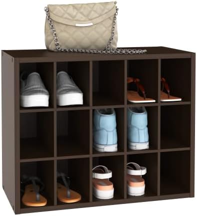 ClosetMaid 15 Cube Stackable Storage Organizer for Shoes, Bags, Crafts, Hobbies with Wood Shelves, for Closet, Entryway or Mudroom, Espresso - Image 3