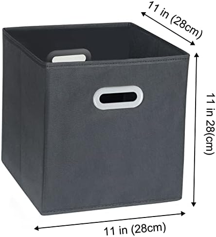 Fabric Cloth Storage Bins,Fabric Cube Organizer with Dual Handles Foldable Cube Storage Baskets for Home Bedroom Storage,Set of 3, Gray - Image 2