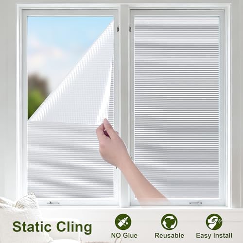 Reeded Glass Window Privacy Film Anti-UV,Embossed White,35.4"x78.7" - Image 5