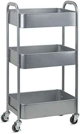 MAX Houser 3-Tier Rolling Utility Cart with Caster Wheels, Silvery-Grey by MAXHouser