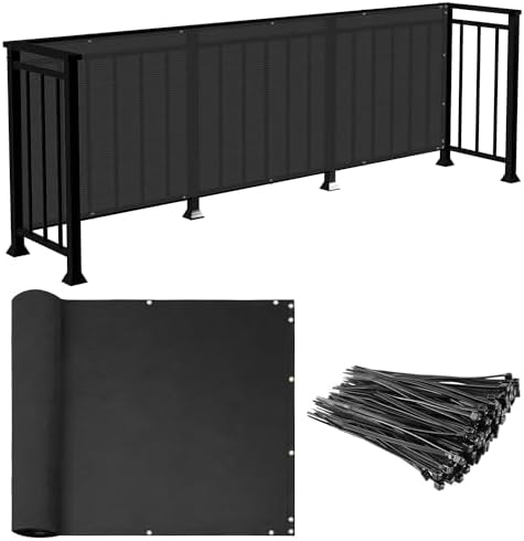 E&K Sunrise 3' x 31' Balcony Privacy Fence Screen Cover with Zip Ties Outdoor Screen Fence UV Protection for Deck Patio Backyard Apartment Pool Porch (Black) by EKSUNRISEINC