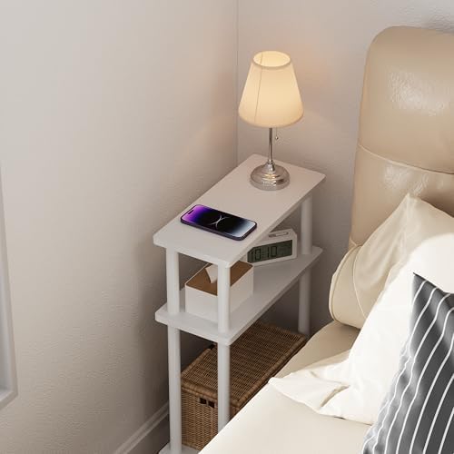 Apicizon Small Narrow Side Table, 3-Tier Skinny End Table, White - Image 3