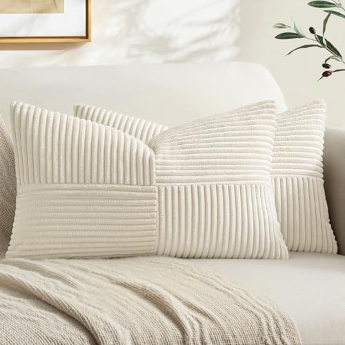 MIULEE Cream White Decorative Lumbar Throw Pillow Covers 12x20 Inch 2 Pack by MIULEE