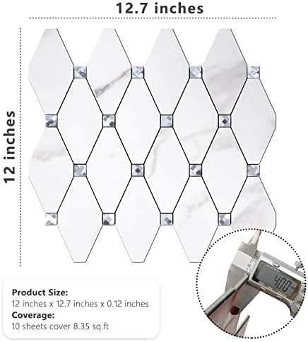 STICKGOO 1 Sheet Peel and Stick Backsplash, Calacatta Stick on Aluminum Composite Tiles Stikers, Self Adhesive Mixed Glass Backsplash for Kitchen, Bathroom, Fireplace, RV - Image 6