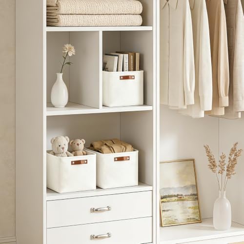 Bagnizer Collapsible Fabric Storage Cubes 11x11 Cube Storage Bins, 4 Pack Closet Baskets Box with Handles for Organizing, Shelf, Toys, Clothes, Home, Office, Nursery (White) - Image 2