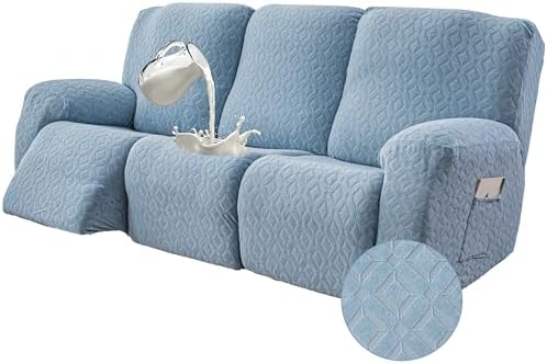 Gennia Waterproof Recliner Sofa Cover,3 Seat Couch Cover,Light Blue by Genina