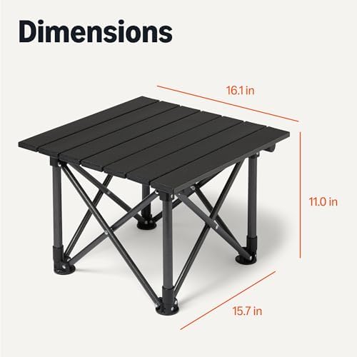 Amazon Basics Folding Camping Table, Made of Alloy Steel and Aluminum, Small, 15.7 x 16.1 x 11 Inches, 4.4 lbs, Black - Image 2