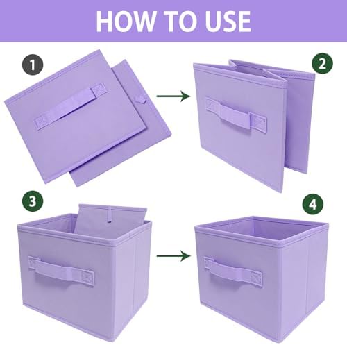 EBIGIC Purple Cube Storage Bins 9.0"x7.5"x7.5" Mini Size Fabirc Foldable Closet Toy Organizer Collapsible Cloth - Image 4