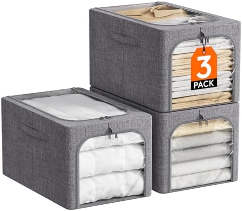 Lifewit 40L Clothes Storage Bins with Metal Frame for Closet, 3Pack by Lifewit