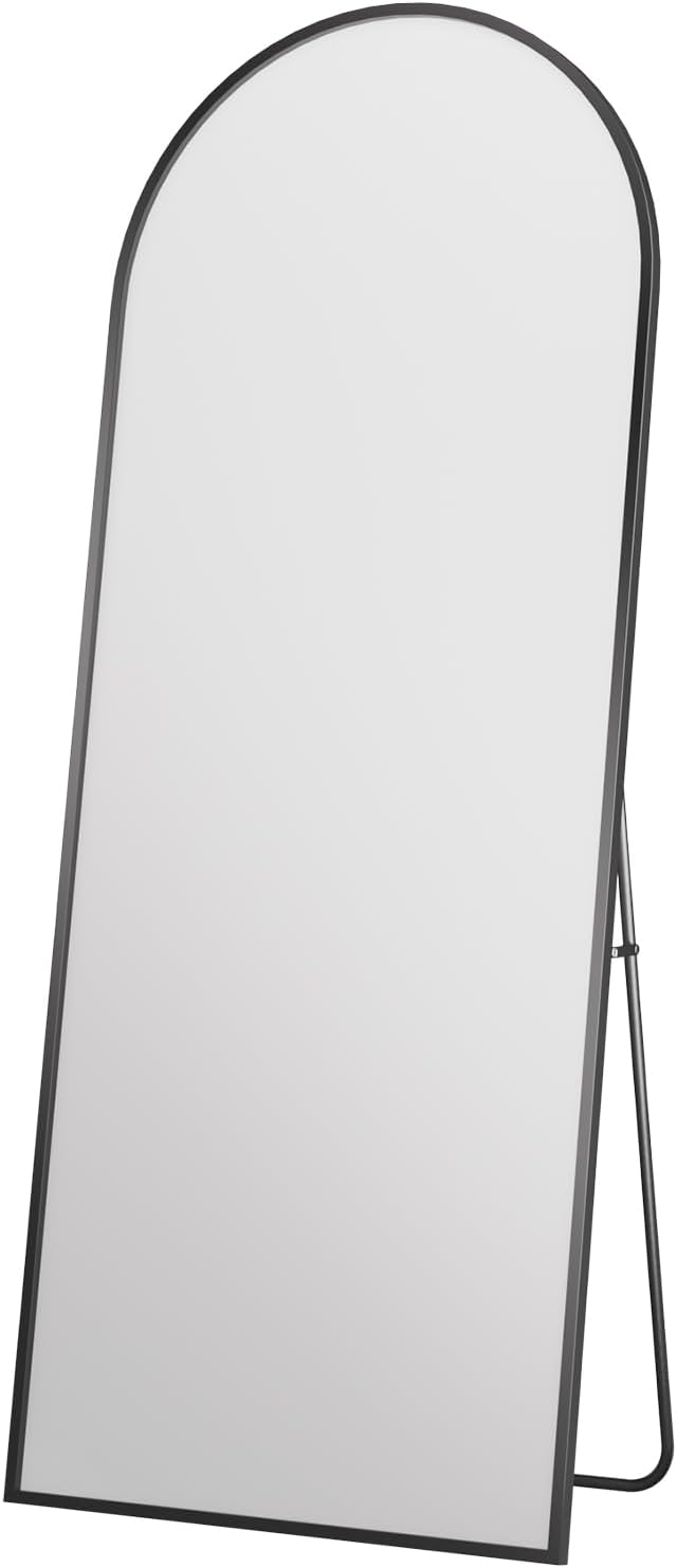 Antok Full Length Mirror, 76"x34" Floor Mirror with Stand, Black, Arched - Image 4