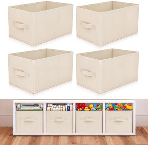 Yinder 4 Pcs Cube Storage Bin, Beige 14''x10''x8'' Storage Cubes by Yinder