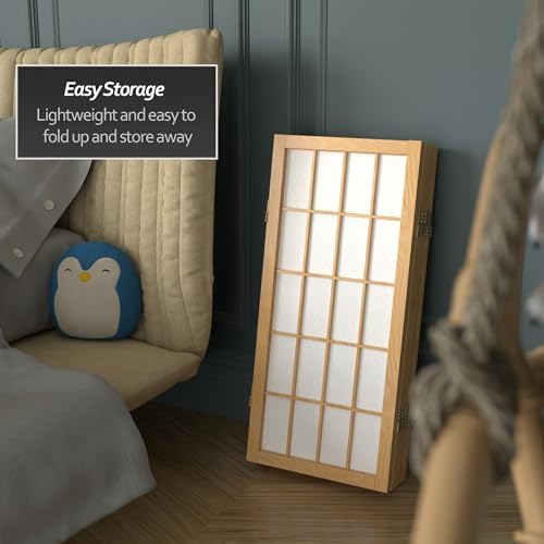 2 ft. Short Desktop Window Pane Shoji Screen - Natural - 5 Panels - Image 5