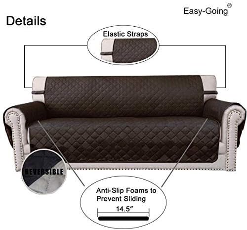 Easy-Going 4 Seater Sofa Slipcover Reversible Sofa Cover Water Resistant Couch Cover with Foam Sticks Elastic Straps Furniture Protector for Pets Children Dog Cat (XX-Large, Chocolate/Beige) - Image 3