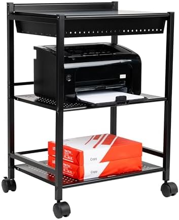 Mind Reader Cart with Covered Compartment, Office Organizer, Storage, 3-Tier, Office, Metal, 20" L x 14.25" W x 28.75" H, Black - Image 5