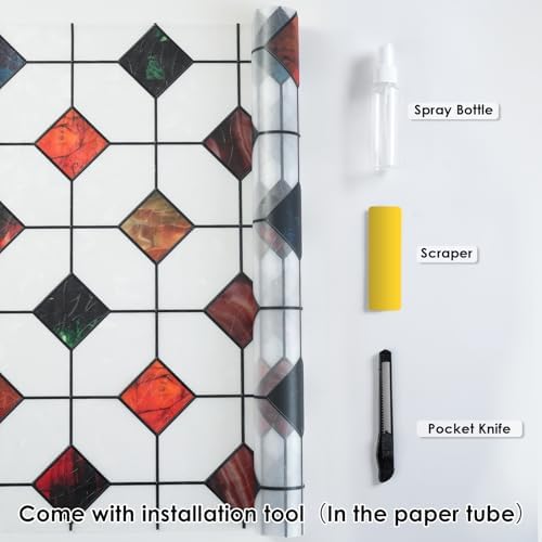 DKTIE Colorful Gem Rhombus Decorative Window Privacy Film 23.6in X 118.1in - Image 6