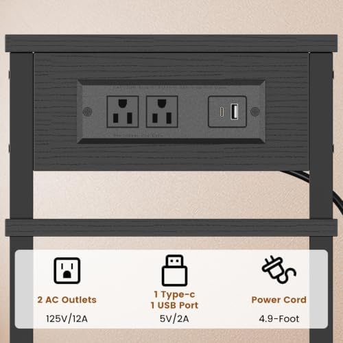 Creso hom Side Table with Charging Station, End Tables Living Room - Image 5
