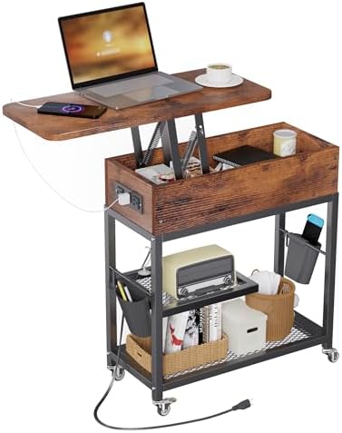 Colima Lift-Top Side Table with Charging Station, USB Ports & AC Outlets by Colima