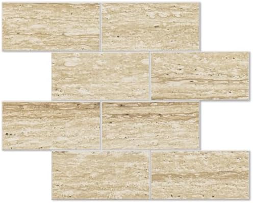 STICKGOO 10-Sheet Backsplash Peel and Stick Subway Tile(Thicker Design, Faux Golden Travertine) by STICKGOO