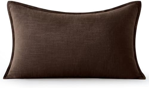 MIULEE Decorative Linen Lumbar Pillow Cover 12x20 Inch Dark Brown - Image 7