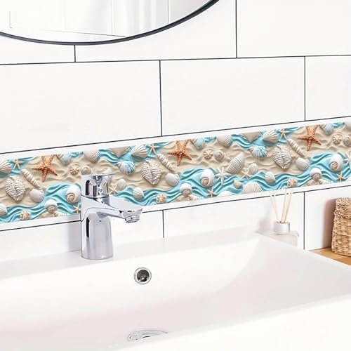 IVN Wallpaper Border Peel and Stick Wall Seashells Sand 4x196 Inch - Image 5