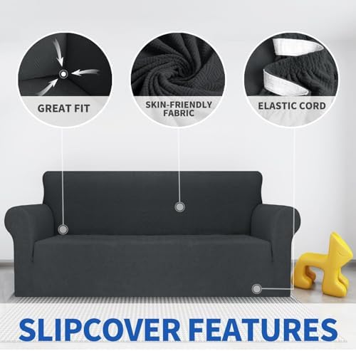 MAXIJIN Chair Covers for Living Room 1 Piece Stretch Sofa Chair Slipcovers with Arms (31"-46") Furniture Protector for Dog Pet Couch Armchair Cover (Chair, Diamond Pattern Gray) - Image 5