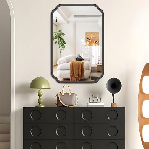 Ferytange Black Bathroom Mirror for Over Sink 20" x 30" Modern Rounded Rectangle Bathroom Vanity Mirror with Metal Framed Wall Mounted Decorative Mirror (Horizontal/Vertical) - Image 3