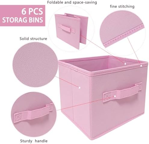 EBIGIC Pink Storage Bins 3Pack 9.0"x7.5"x7.5" Fabirc Foldable Closet Toy Organizer Collapsible Cloth - Image 3