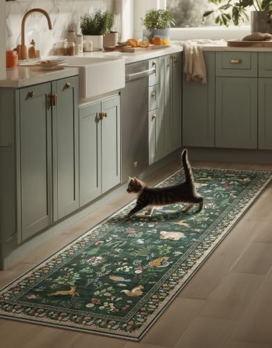 Washable Kitchen Rug Runners for Hallways: 2'6"x8' Bedroom Runner Rugs Non Slip Low Pile Soft Stain Resistant Floor Runenr Rug for Entryway Indoor Hallway Kitchen Laundry Room Beside Farmhouse by palohom