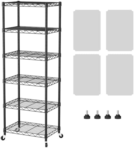 SINGAYE 6 Shelves Storage Shelf Wire Shelving Unit Metal Adjustable Wheels by SINGAYE